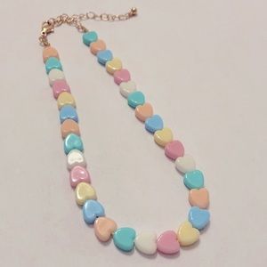 Pastel Rainbow Mini Heart Beaded Adjustable Choker
